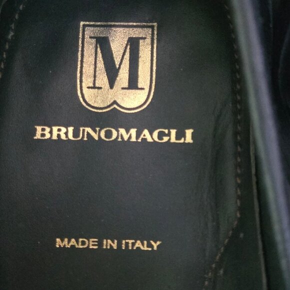 Bruno Magli Black Leather Logo Horse Bit Designer Loafers Size 10M